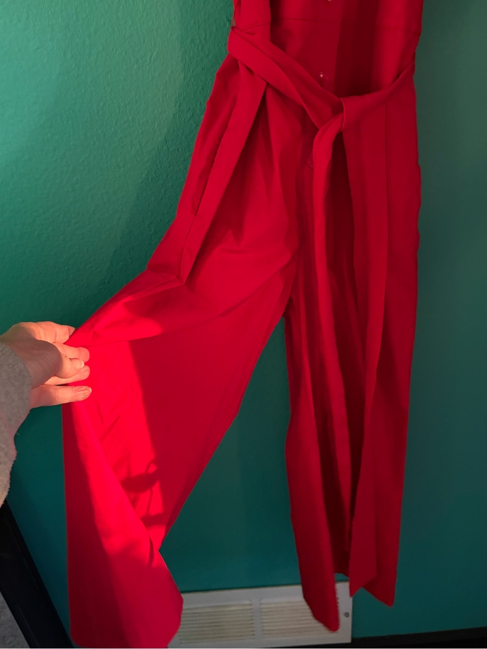 Maeve Anthropologie cropped halter red jumpsuit— magic fabric edition - Picture 3 of 11